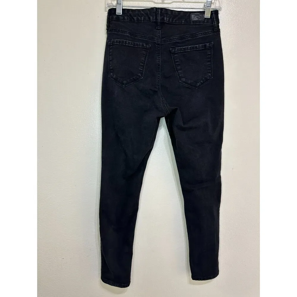 Sofia Vergara Women's Rosa Curvy Ankle Black Jeans Size 4 Distressed Button Fly - Picture 4 of 5